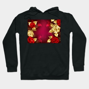 Red Background with Jewelry Roses Hoodie